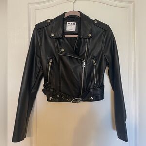 Cropped Faux Leather Jacket